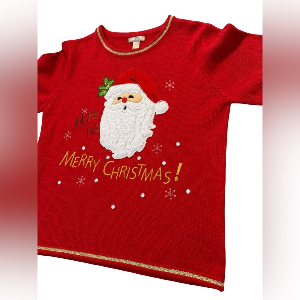 White Stag Red Merry Christmas Kids Sweater size Large 12/14